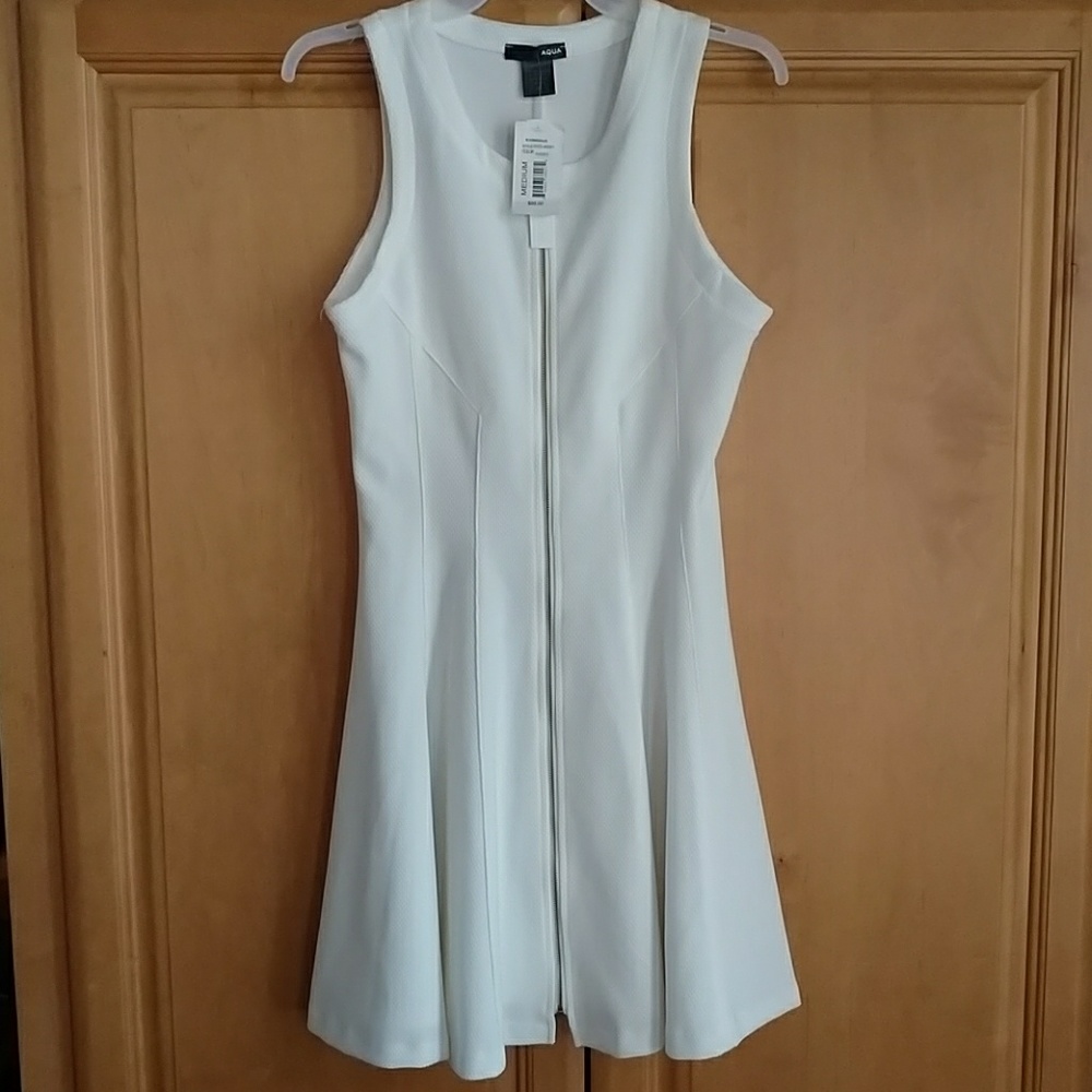 Off White or Cream Zip Front Skater Dress